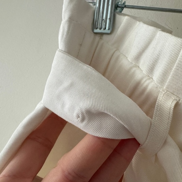 NEW! Zara TRF White Paperbag Tie Belt Straight Leg Pants With Pockets - Picture 7 of 7